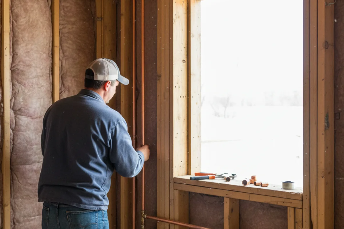 Licensed plumber running new copper supply lines in a Saint Boniface home