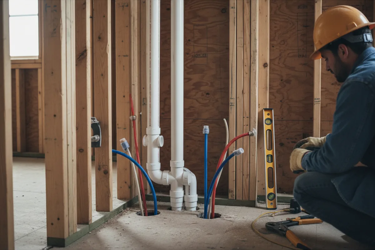 Drain and supply rough-in during Leak Detection in Saint Boniface