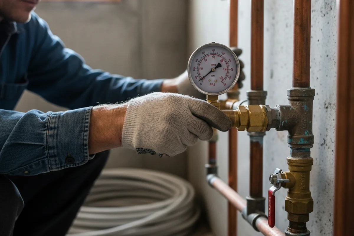 Pressure testing a repaired line during Water Line Repair in Saint Boniface